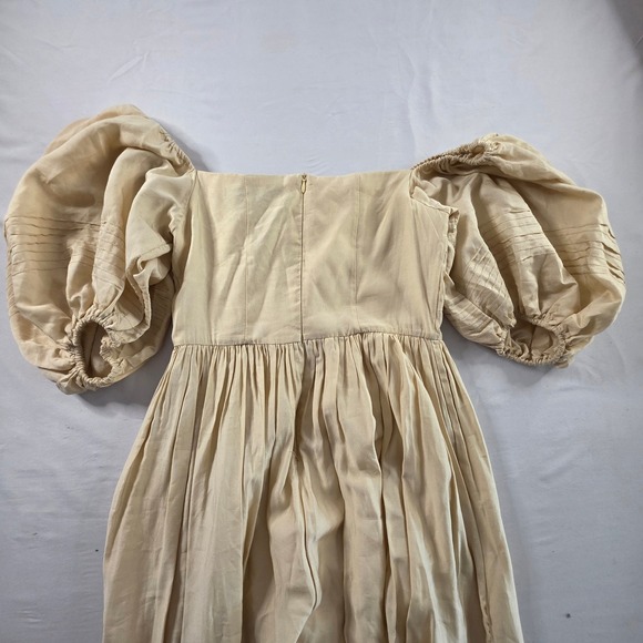 Beulah Ivory Prairie Dress Puff Sleeve Smocked Midi Size Medium Cottagecore NWT - Picture 10 of 11